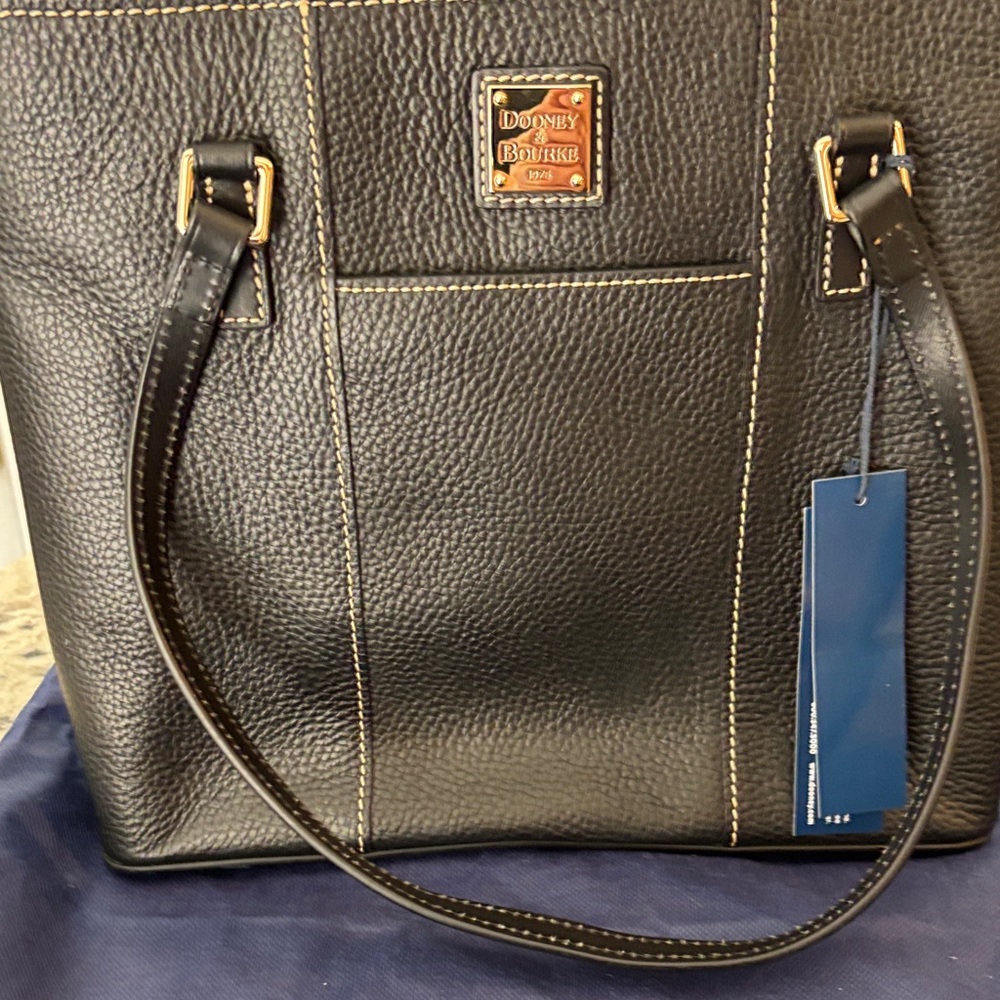 Dooney & Bourke Black Pebble Leather Tote - Picture 3 of 8